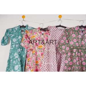 ชุดเดรสชายหาดทรงเอ พิมพ์ลายดอกไม้ แขนพองเล็กน้อย ผ้าฝ้าย 100% เป็นมิตรกับสิ่งแวดล้อม สำหรับฤดูร้อน ขายส่ง - Product Image 4