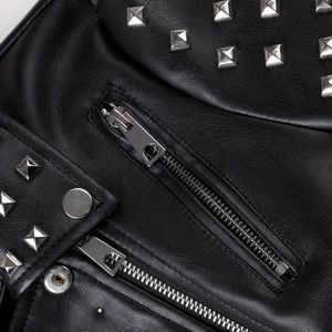 เสื้อแจ็คเก็ตหนังผู้หญิงสไตล์สตีมพังค์สไตล์ร็อคตอกหมุดเสื้อโค้ทโลโมทีฟหนัง PU ปักลายสไตล์โกธิค - Product Image 6