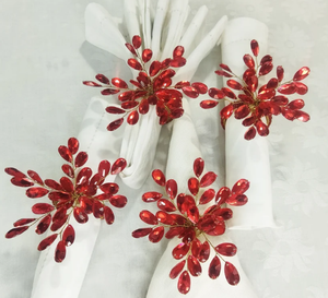 ชุดแหวนผ้าเช็ดปากลูกปัดสีแดง4ชิ้น - Product Image 1