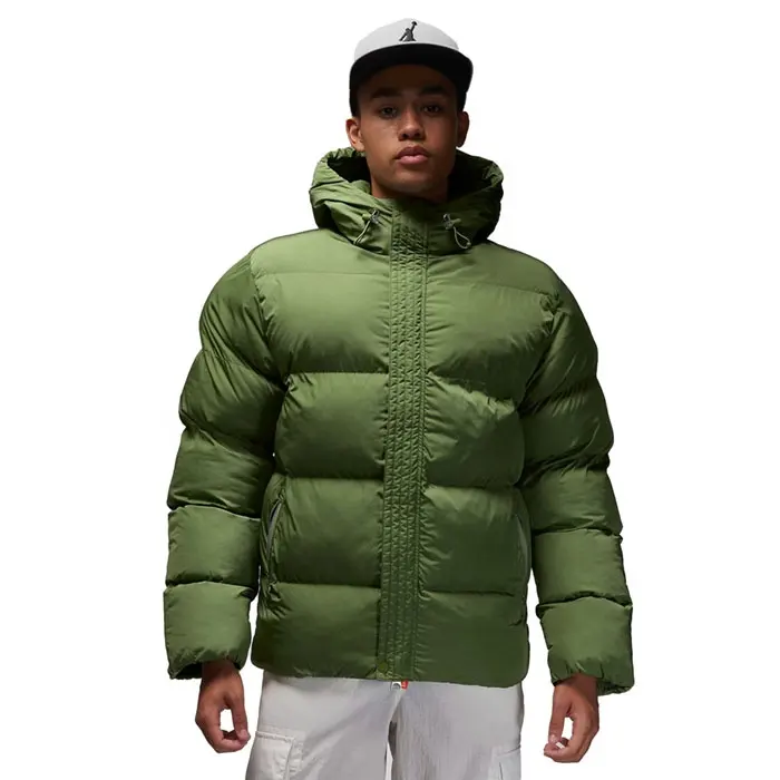 Men's Puffer Waterproof Jacket Quilted Designer Winter Bubble Padded Coat Down Green Polyester Outdoor Custom Puffer Jacket Men