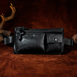 Riñonera de cuero, bolso de Montañismo Retro informal, bolso de pecho cruzado con cierre de pestillo multifuncional - Product Image 2