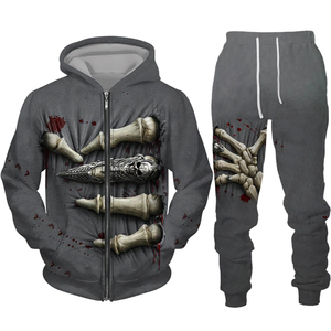 Venta al por mayor de los hombres de Otoño Invierno de 2 piezas Casual Fitness Sport Suit Jogging Gym Sudadera con capucha de lana con logotipo transpirable a prueba de viento - Product Image 2