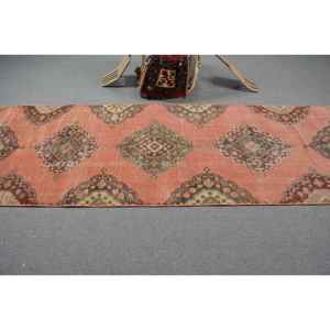 Vintage Rug, <b>Runner</b> 3.37x11.3 ft Turkish Rug, <b>Red</b> Animal Print Wool Rug - Product Image 3