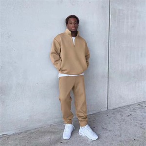 En blanco 100% algodón polar sobre tallas 100% logotipo bordado transpirable chándal de alta calidad, sudaderas con capucha en blanco conjunto de Tallas grandes - Product Image 1