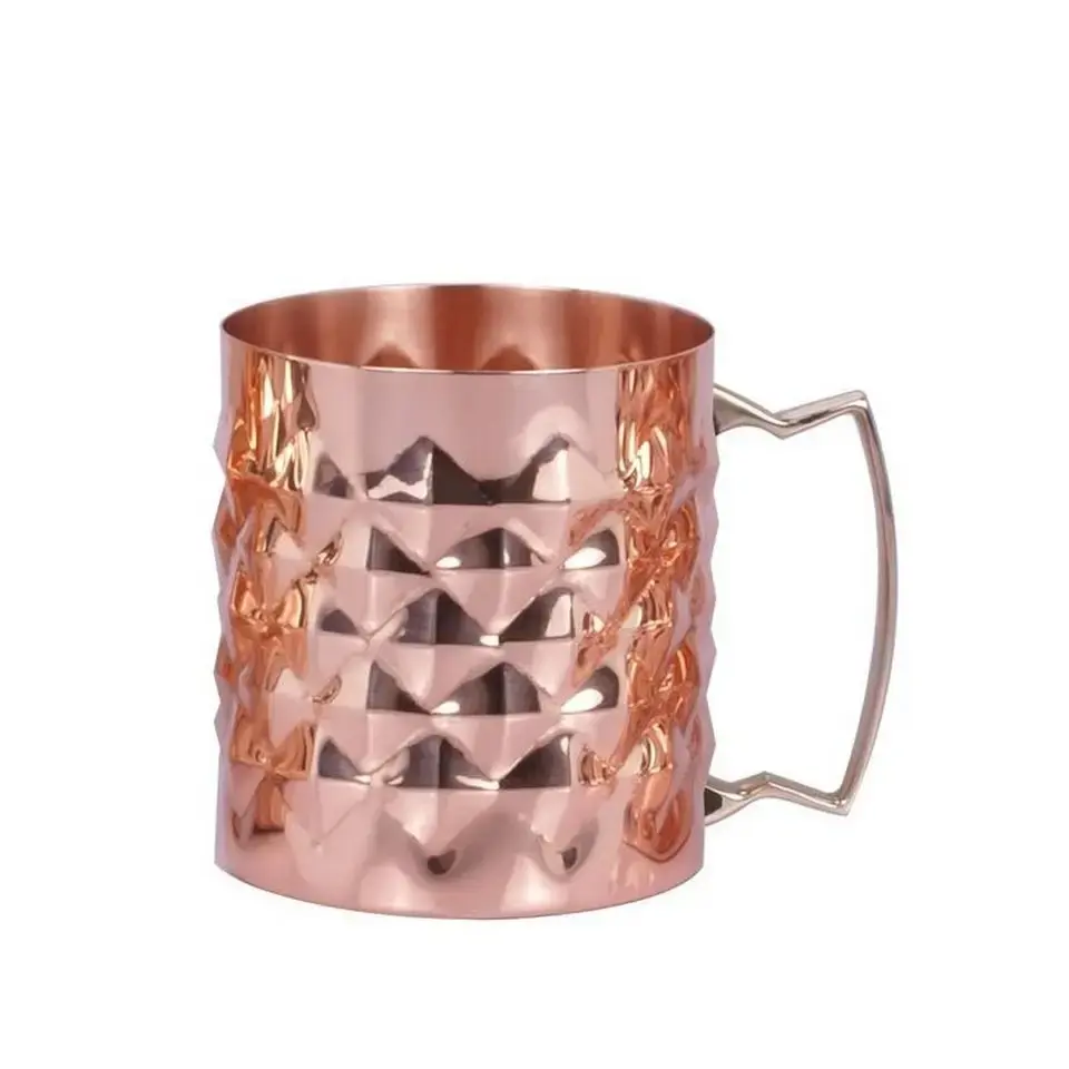 Moscow Mule Mug tazze in rame massiccio puro al 100% tazze in rame martellato diamantato con confezione regalo in scatola nera imballaggio al dettaglio Logo stampato