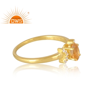 Latest Selling <b>925</b> Sterling <b>Silver</b> 18K Gold Plated Natural Citrine & Cz Gemstone <b>Ring</b> Demi Fine Jewelry for Women Gift for Her - Product Image 4