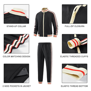 Conjunto de Top de cuello redondo para entrenamiento físico al aire libre, ropa deportiva con cremallera completa y logotipo personalizado, conjuntos de Jogger gris de tendencia superior para hombres - Product Image 4