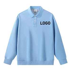 เสื้อโปโลแขนยาวสำหรับผู้ชายดีไซน์ตามสั่งผลิตจากผ้าฝ้ายระบายอากาศได้เพื่อความนุ่มสบายในชีวิตประจำวัน - Product Image 1