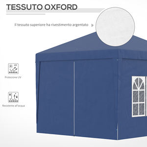 Para cenador de jardín plegable con cuerdas y clavijas incluidas tuberías de acero y tela Oxford 2,95x2,95x2,58 M azul - Product Image 6