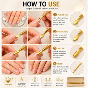 Professional Gold <b>Cuticle</b> Pusher Nail Cleaner Stainless Steel Double End Nail Care Manicure Pedicure <b>Tool</b> - Product Image 5