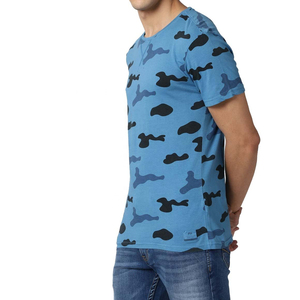 เสื้อยืดคอกลมแขนสั้นลายพรางสีน้ำเงินสำหรับผู้ชาย ทรงปกติ สวมใส่สบาย ผ้าเจอร์ซีย์ Trackstar OEM แบรนด์ส่วนตัว TSI-G05-P0090 - Product Image 2