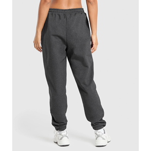 Pantalones de chándal de lana de algodón transpirable de alta calidad para mujer, pantalones de chándal con cintura elástica, puños de encaje, logotipo plano de seda a rayas - Product Image 2