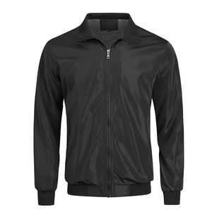 Chaqueta Bomber Ligera para Hombre, Corte Ajustado, Cintura y Puños Ajustables, Chaqueta Impermeable de Manga Larga con Bolsillos - Product Image 5