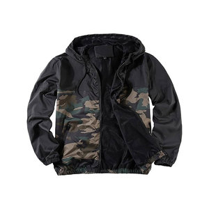 Veste légère camouflage pour hommes avec capuche coupe-vent zippé solide vestes décontractées actives et respirantes avec poches zippées - Product Image 5