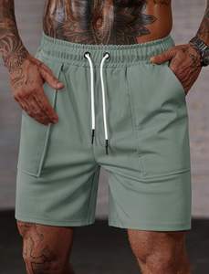 Pantalones cortos de chándal para hombre, pantalones cortos informales elásticos con cintura elástica para entrenamiento de gimnasio, pantalones cortos para correr de 7 pulgadas con cordón de bolsillo - Product Image 3