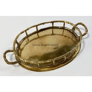 Fancy Look Metal Bandeja para servir Mesa hecha a mano Diseñador Textura martillada Suministros decorativos para hoteles y restaurantes de La India - Product Image 2