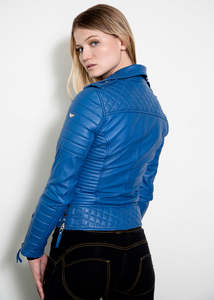 Chaquetas de cuero genuino para mujer, ropa de abrigo para mujer, Chaqueta corta de cuero para bicicleta con cuello de plumón para mujer - Product Image 2