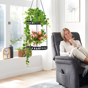 Panier suspendu décoratif en métal support pour jardinière support noir pour pot de plantes chaîne suspendue pour jardinière de fleurs avec crochet au plafond - Product Image 4