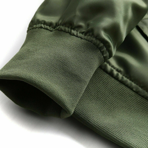 Wholesale Custom Winter Sports <b>Jacket</b> for Men 100% Satin Olive Color <b>Plus</b> <b>Size</b> Front Logo Print Bomber Zipper - Product Image 5