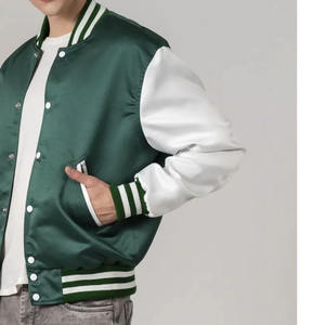Stylish Satin Lining Baseball Bomber Varsity Jacket with Stand Collar and Front Logo Custom Design for Men & Women - Product Image 4