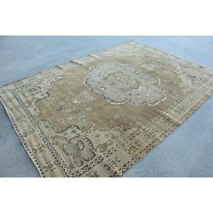 Alfombra Turca de 7x9.4 pies, Alfombra Vintage Grande, Alfombra Floral Marrón - Product Image 3
