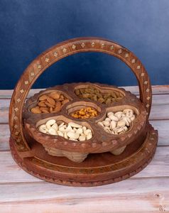 Panier de service pliable en bois de Sesham pour fruits secs et collations Plateau de service de fruits en bois pour la cuisine à domicile - Product Image 5