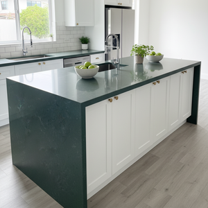 OEM sâu màu xanh lá cây đá cẩm thạch phong cách Đá Nhân Tạo slab cao cấp cararra thạch anh Countertop cho nhà bếp đảo phòng tắm bảng Top - Product Image 5