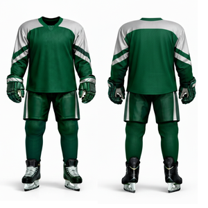 ชุดฮอกกี้น้ำแข็งสีเขียวป่าและสีเงินยอดนิยม - ออกแบบโลโก้ของคุณเอง ชุดกีฬา เสื้อฝึกซ้อมระดับมืออาชีพ - Product Image 3