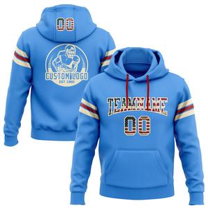 Directo industria venta al por mayor 3D bordado personalizado cosido azul claro gris-acero gris fútbol pulóver Sudadera con capucha - Product Image 5