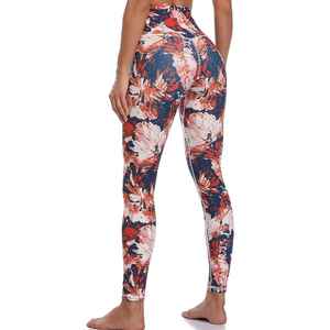 Leggings maxi longueur en tricot à taille haute, à fleurs, respirants, extensibles, durables, pour le fitness et le yoga - Product Image 2