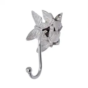Wholesale High Quality Silver Bathroom Hardware Brass Butterfly Towel Hook Decorative Luxury Heavy Duty Hanger