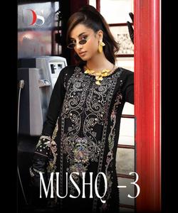 Blue Color Pakistani Modest Dress in Lawn Fabric With <strong>Beautiful</strong> Long Dupatta and <strong>Hijab</strong>