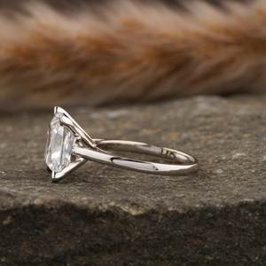 Solitaire <b>Princess</b> Shape Engagement Ring Elegant Design Luxury Classic Ring With Lab Created Diamond in 18K Solid Gold Ring - Product Image 2