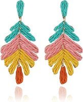 Boucles d'oreilles créoles tendance en raphia style plage avec perles colorées en forme de cocotier, nouvelle collection pour femme, haute qualité, idéales pour un anniversaire