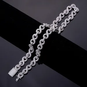 Chaîne à maillons infinis de qualité supérieure de 12 mm, plaquée or rhodié 14 carats 18 carats, avec CZ moissanite, collier hip hop en gros - Product Image 4