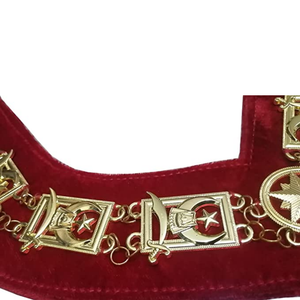Collares de cadena de Sumo Sacerdote masónico personalizado con respaldo de terciopelo rojo chapado en oro con diamantes de imitación - Product Image 5