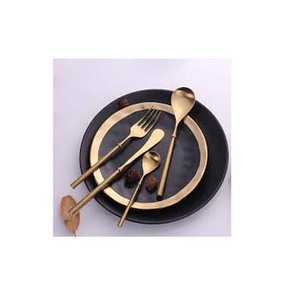 <b>Gold</b> Plated Stainless Steel <b>Serving</b> <b>Spoon</b> Set with Long Round Handle Design Royal Look Server Set for Restaurant Wedding Home - Product Image 1