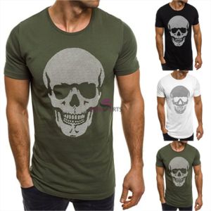 Camiseta de calavera informal para hombre, camisa de manga corta con cuello redondo, informal, a la moda, nueva - Product Image 1