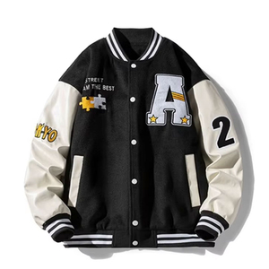 High Street Custom Logo Chenille Men's College Baseball Letterman Varsity <b>Jacket</b> New Plus Size <b>Winter</b> <b>Jacket</b> <b>Cheap</b> Price OEM - Product Image 1
