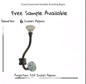 ตะขอเสื้อโค้ทและหมวกทองเหลืองโบราณทำด้วยมือพร้อมลูกบิดคริสตัลสินค้าคุณภาพระดับพรีเมียม - Product Image 3