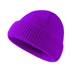 Gran oferta, gorro de punto cálido de Color sólido, gorro de acrílico de un solo puño, gorro de invierno, gorro de punto informal de diseño personalizado - Product Image 4