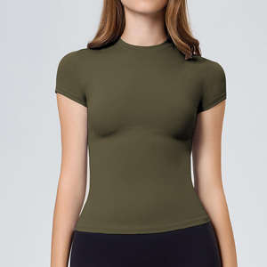 Fitness Women <b>Ladies</b> Sportswear Short Sleeve Quick Dry <b>Ladies</b> Sportswear Tight Gym Fitness T Shirts Running Work Out <b>Tops</b> - Product Image 1