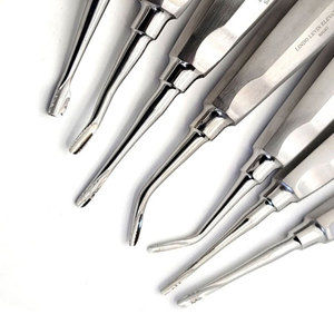 Elevadores dentales de punta de raíz, 7 Uds., puntas dentadas rectas manuales de acero inoxidable Ce, Kit de cirugía alemana de clase II, odontología - Product Image 2