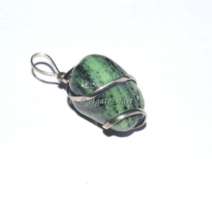 Wholesale Beautiful Natural Healing Oval Shape Green Zoisite <b>Crystal</b> <b>Pendant</b> Feng Shui Wire Wrapped Agate Home Decoration - Product Image 1