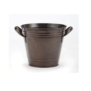 Decorative Garden <b>Herb</b> Conical <b>Pots</b> Metal Flower <b>Pot</b> Set With Golden Handles Home Decoration Metal Galvanized Planter - Product Image 2