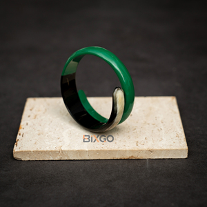 Eco Friendly Vietnam Handicraft Buffalo Horn Jewelry <b>Bracelets</b> for Women Jewelry Half-Lacquer Green Cuff - Product Image 2
