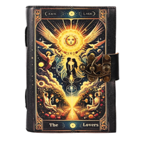 Troisième oeil Vintage Antique livre en cuir véritable lié Journal avec bord Deckle papier Grimoire imprimé Journal sorcellerie approvisionnement