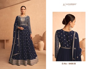 Robe Anarkali Salwar Kameez de qualité supérieure fabriquée en georgette de renard lourd avec séquences de broderie - Product Image 5