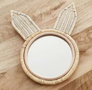 Espejo de animal de conejo y oso de ratán Natural, decoración para habitación de niños, espejos - Product Image 6