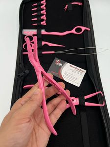 Herramientas de extensión de cabello Rosa Juego de alicates de extensión de cabello de acero inoxidable sostenible al por mayor que incluye cinta en alicates, maquinilla de afeitar - Product Image 2